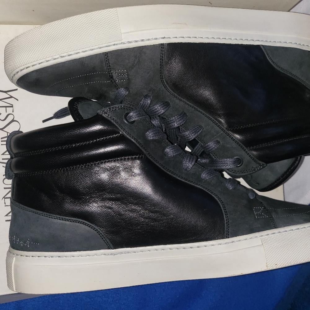 Yves Saint Laurent Black and Gray Mid-Top Sneakers Worn Once